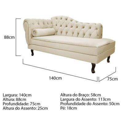 Kit Diva Recamier Diana 140Cm Lado Direito E 02 Poltronas Julia Suede - Doce Sonho Móveis Bege
