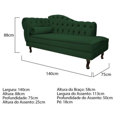 Kit Diva Recamier Diana 140Cm Lado Direito E 02 Poltronas Julia Suede - Doce Sonho Móveis Verde