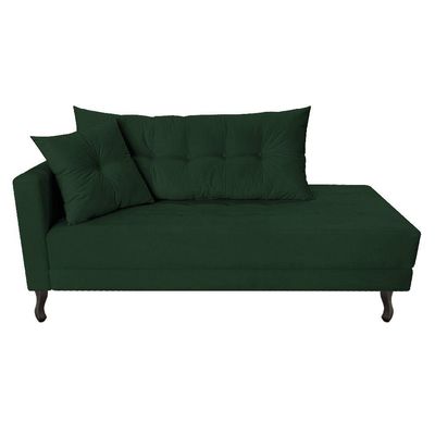 Kit Diva Recamier Azura 140Cm Lado Direito E 02 Poltronas Classic Suede - Doce Sonho Móveis Verde
