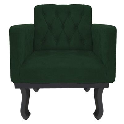 Kit Diva Recamier Azura 140Cm Lado Direito E 02 Poltronas Classic Suede - Doce Sonho Móveis Verde