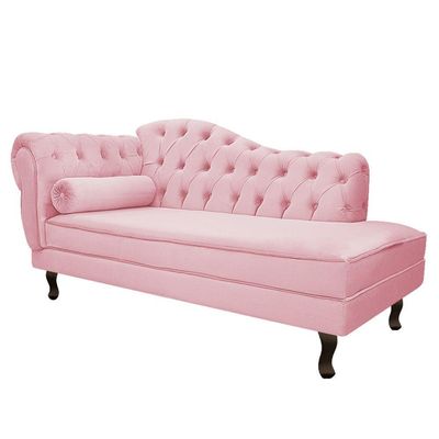 Kit Diva Recamier Diana 160Cm Lado Direito E 02 Poltronas Julia Suede - Amarena Móveis Rosa Bebê