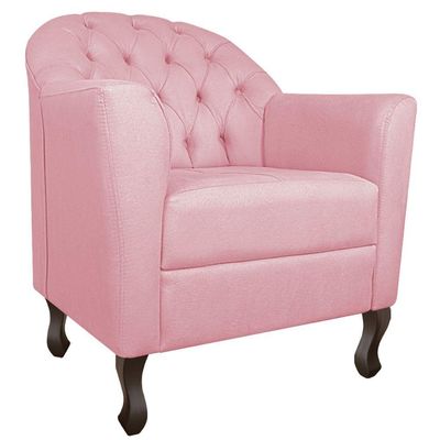 Kit Diva Recamier Diana 160Cm Lado Direito E 02 Poltronas Julia Suede - Amarena Móveis Rosa Bebê