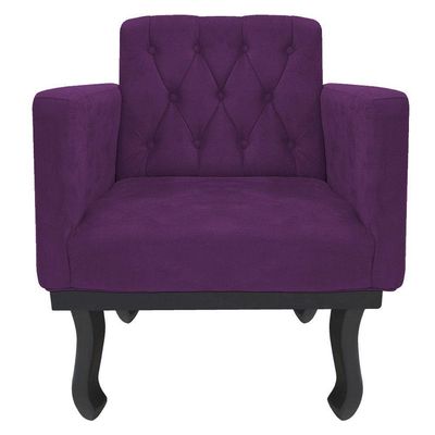 Kit Diva Recamier Azura 185Cm Lado Esquerdo E 02 Poltronas Classic Suede - Amarena Móveis Roxo