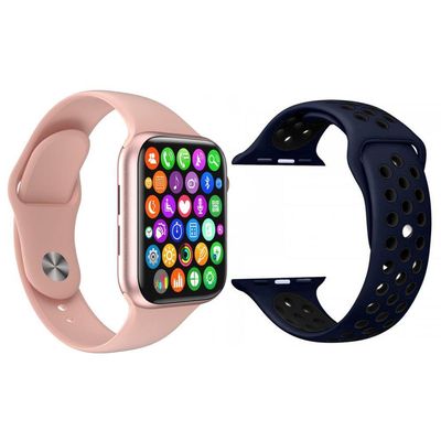 Kit Smartwatch W34 S Rosa + Pulseira Azul E Preto
