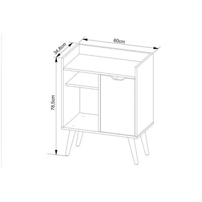 Aparador de Sala Jantar AP2310 1 Porta Amêndoa - Tecno Mobili