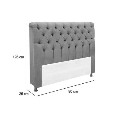 Cabeceira Cama Box Estofada Solteiro Solteiro Imperatriz Suede Cinza - Simbal