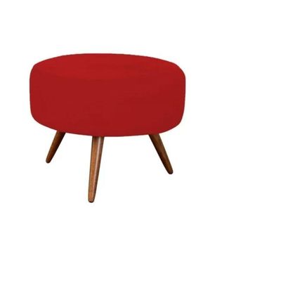 Kit 2 Poltronas Opalas Com Puff Redondo Suede Vermelho