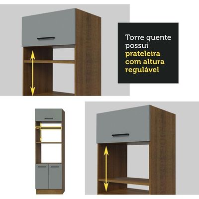 Armário De Cozinha Completa 250cm Rustic/cinza Agata Madesa 01 Rustic/cinza