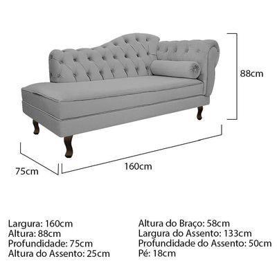 Diva Recamier Diana 160Cm Lado Esquerdo Corano - Doce Sonho Móveis Cor Cinza