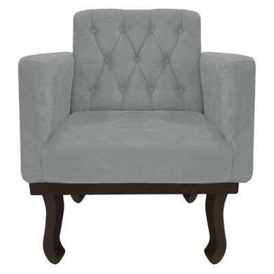 Kit Diva Recamier Diana 140cm Lado Direito E 02 Poltronas Classic Corano - Adj Decor Cor Cinza