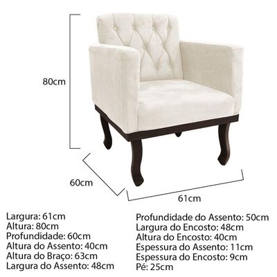 Kit Diva Recamier Diana 160cm Lado Direito E 02 Poltronas Classic Corano - Adj Decor Cor Bege