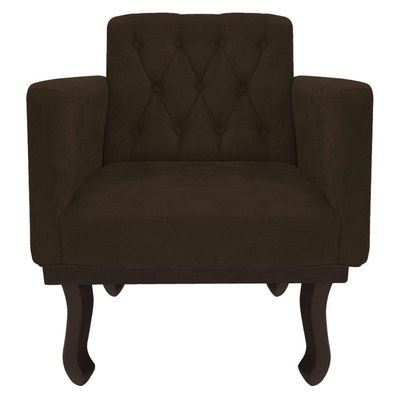 Kit Diva Recamier Diana 140cm Lado Direito E 02 Poltronas Classic Corano - Adj Decor Cor Marrom