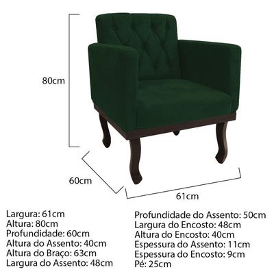 Kit Diva Recamier Diana 130Cm Lado Esquerdo E 02 Poltronas Classic Suede Verde