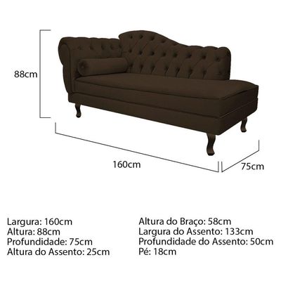 Kit Diva Recamier Diana 160cm Lado Direito E 02 Poltronas Classic Corano - Adj Decor Cor Marrom