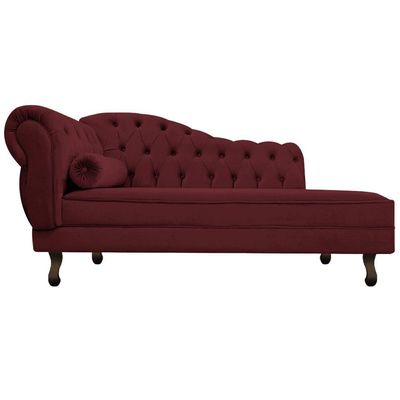 Kit Diva Recamier Diana 140Cm Lado Direito E 02 Poltronas Classic Suede Bordô