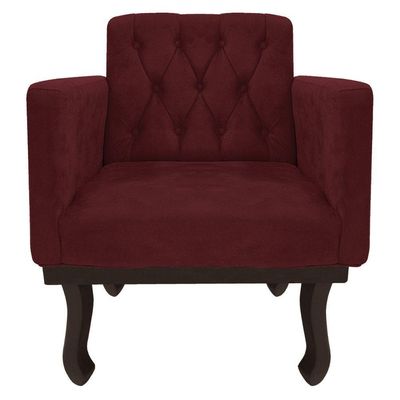 Kit Diva Recamier Diana 140Cm Lado Direito E 02 Poltronas Classic Suede Bordô