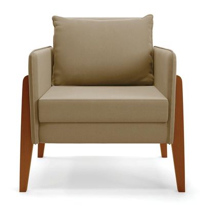 Kit 1 Sofá Namoradeira E 2 Poltronas Lana Suede Marrom Rato Base De Madeira - D'rossi
