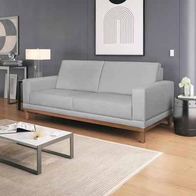 Sofa 2 Lugares 145 Cm Crons Linho Cinza Vazzano Cinza