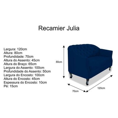 Namoradeira Julia A02 Suede - Doce Sonho Móveis Azul Marinho