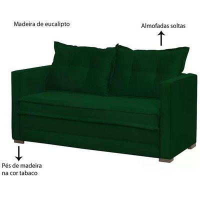 Sofa Cama 02 Lugares Londres Suede Verde D'monegatto Suede Verde