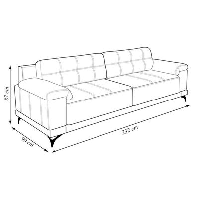 Sofá Living 3 Lugares 232cm Agostino Pés Design Em Ferro Couro Caramelo G52 - Gran Belo