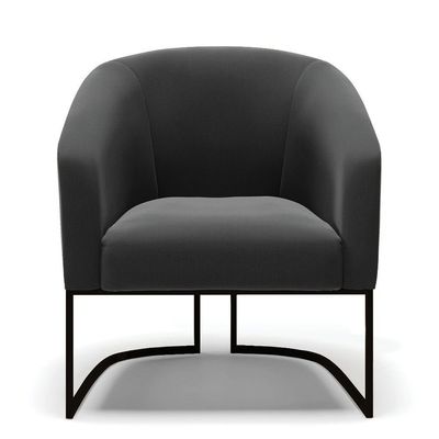 Kit 2 Poltronas Stella Suede Preto Base Industrial Preto - D'Rossi