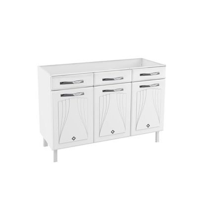 Gabinete de Cozinha Modulado Balcão Star New 3 Portas e 3 Gavetas 120cm Branco - Telasul