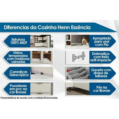 Módulo Cozinha Henn Essência Armário para Micro-ondas 80cm Branco