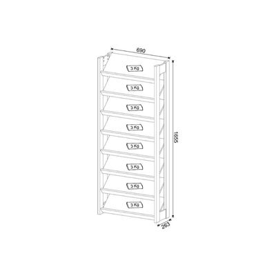 Armário Sapateira Solteiro Sapateira AZ1006 8 Prateleiras Amêndoa/Branco - Tecno Mobili