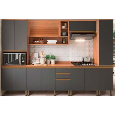 Balcão de Cozinha Modulado Macadâmia 120cm 2 Portas 3 Gavetas Freijo/Branco - Telasul