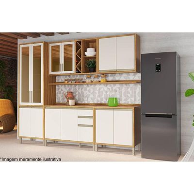 Armário Aéreo Cozinha Modulado Tempranillo 2 Portas 80cm Amendoa/Off White - Ronipa