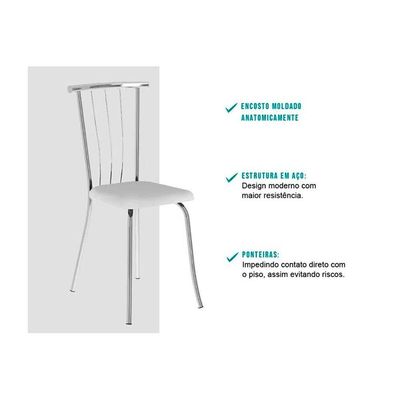 Kit 2 Cadeiras Sala Jantar 154 2 Un Prata - Assento Courano Preto - Carraro