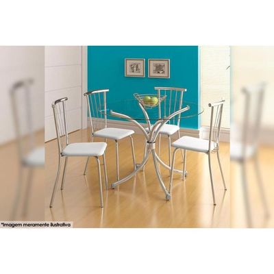 Kit 2 Cadeiras Sala Jantar 154 2 Un Prata - Assento Courano Preto - Carraro