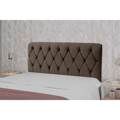 Painel de Cama Box Estofada Cabeceira Viena Plus Casal 140 Veludo Cacau - Simbal