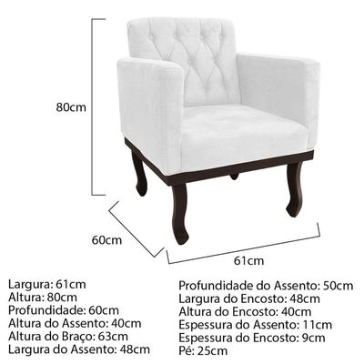Kit Diva Recamier Diana 140Cm Lado Direito E 01 Poltrona Classic Corano - Doce Sonho Móveis Branco