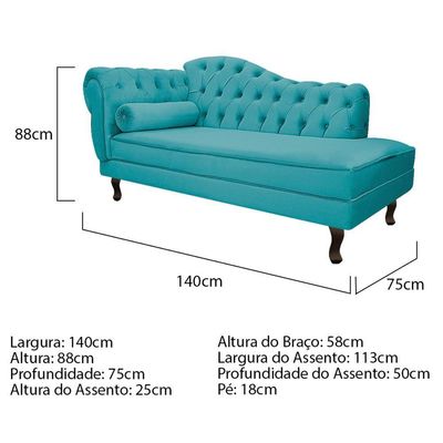 Kit Diva 140Cm Lado Direito E 02 Poltronas Julia Suede - Doce Sonho Móveis Azul Turquesa