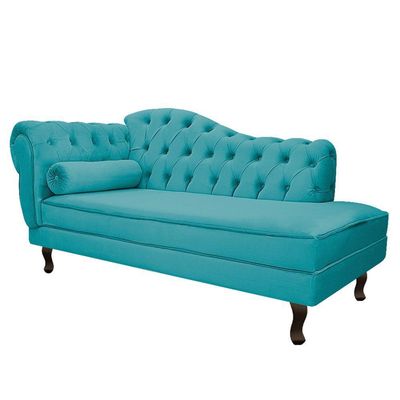 Kit Diva 140Cm Lado Direito E 02 Poltronas Julia Suede - Doce Sonho Móveis Azul Turquesa