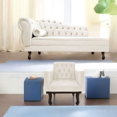 Kit Diva Recamier Diana 130Cm Lado Direito E 01 Poltrona Classic Corano - Doce Sonho Móveis Bege