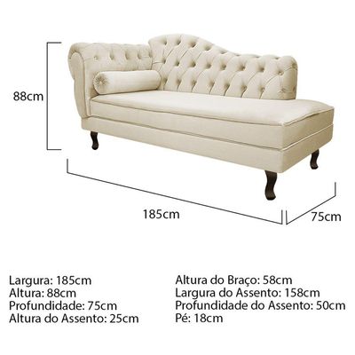 Kit Diva Recamier Diana 185Cm Lado Direito E 02 Poltronas Julia Linho - Amarena Móveis Bege