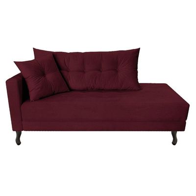 Kit Diva Recamier Azura 160Cm Lado Direito E 02 Poltronas Classic Suede - Amarena Móveis Bordô
