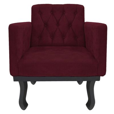 Kit Diva Recamier Azura 160Cm Lado Direito E 02 Poltronas Classic Suede - Amarena Móveis Bordô