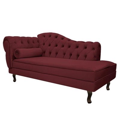 Kit Diva Recamier Diana 140Cm Lado Direito E 02 Poltronas Julia Suede - Amarena Móveis Bordô