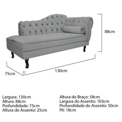 Diva Recamier Diana 130Cm Lado Esquerdo Corano - Doce Sonho Móveis Cor Branco