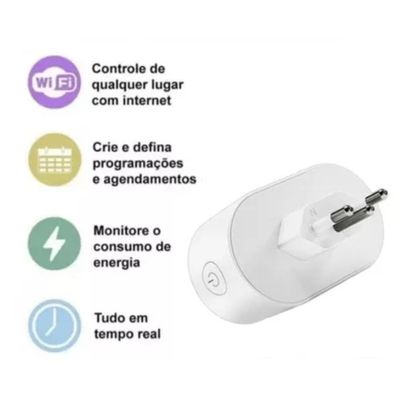 Tomada Inteligente Wi-Fi Temporizador Monitor de Consumo Controle APP Alexa Google Assistant