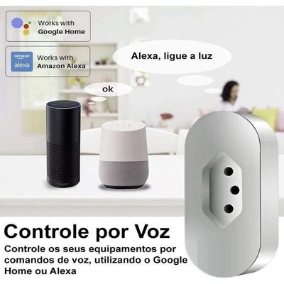 Tomada Inteligente Wi-Fi Temporizador Monitor de Consumo Controle APP Alexa Google Assistant