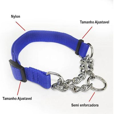 Coleira Cachorro Semienforcadora 2.0cm Ajustavel Elo Torcido
