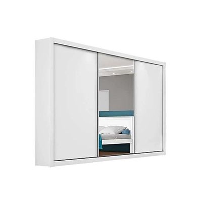 Guarda Roupa Casal 3 Portas De Correr E 6 Gavetas C/ 1 Espelho Toronto Branco - Europa