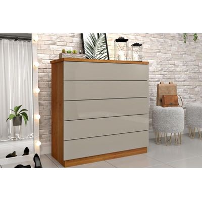 Cômoda Juvenil Premium c/ 5 Gavetas Branco/Neve - Tcil Móveis