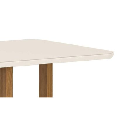 Mesa de Sala Jantar Natalí SC73 + Tampo Madeirado Vidro Curvo 120x80cm Nature/Off White - Henn