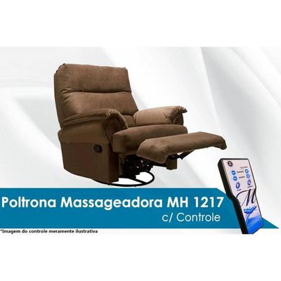 Poltrona do Papai Reclinável MH 1217 Two Way c/ Massagem Suede Marrom - Herval
